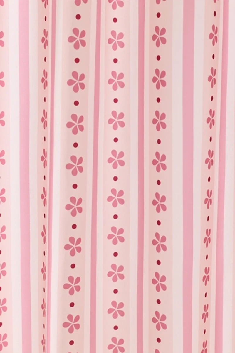 Stripes & Flowers Patterned Shower Curtain