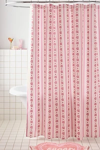 Stripes & Flowers Patterned Shower Curtain