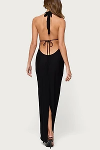 Edikted Laretta Cowl Neck Backless Maxi Dress