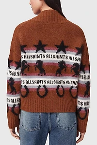 AllSaints Epona Horse Jacquard Stripe Zip-Up Cardigan