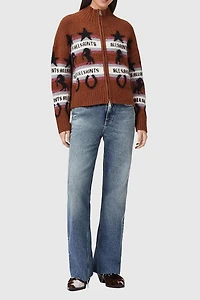 AllSaints Epona Horse Jacquard Stripe Zip-Up Cardigan