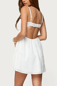 Edikted Embroidered Tie Front Cutout Mini Dress