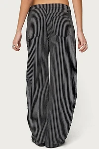 Edikted Pinstripe Low Rise Barrel Leg Jeans