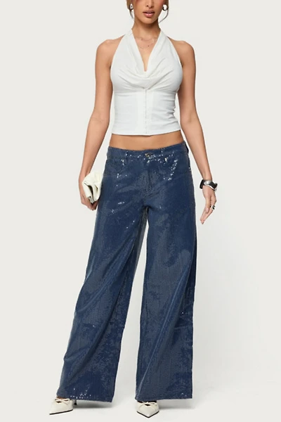 Edikted Mirella Sequin Low Rise Baggy Jeans