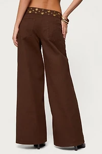 Edikted Mixed Grommet Low Rise Wide Leg Jean