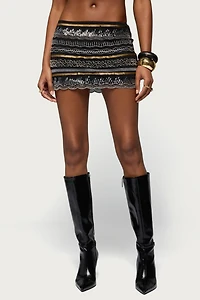 Edikted Neah Mixed Sequin Mini Skirt