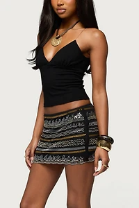 Edikted Neah Mixed Sequin Mini Skirt
