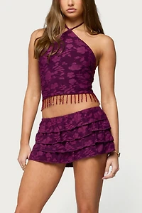 Edikted Keyla Ruffled Textured Micro Skort