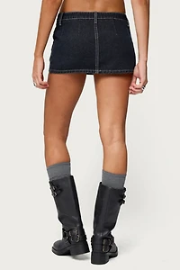 Edikted Jakari Contrast Stitch Denim Mini Skort