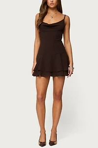 Edikted Josefina Drop Waist Chiffon Mini Dress