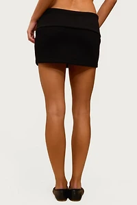 Edikted Nayel Fleece Foldover Mini Skirt
