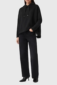 AllSaints Nia Lace Detail Relaxed Hoodie Sweatshirt