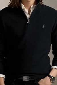 Polo Ralph Lauren Mesh Knit Cotton Quarter Zip Sweater