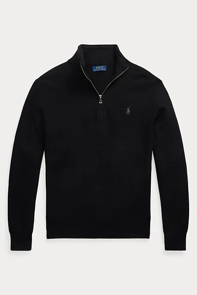 Polo Ralph Lauren Mesh Knit Cotton Quarter Zip Sweater