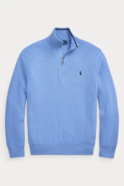 Polo Ralph Lauren Mesh Knit Cotton Quarter Zip Sweater