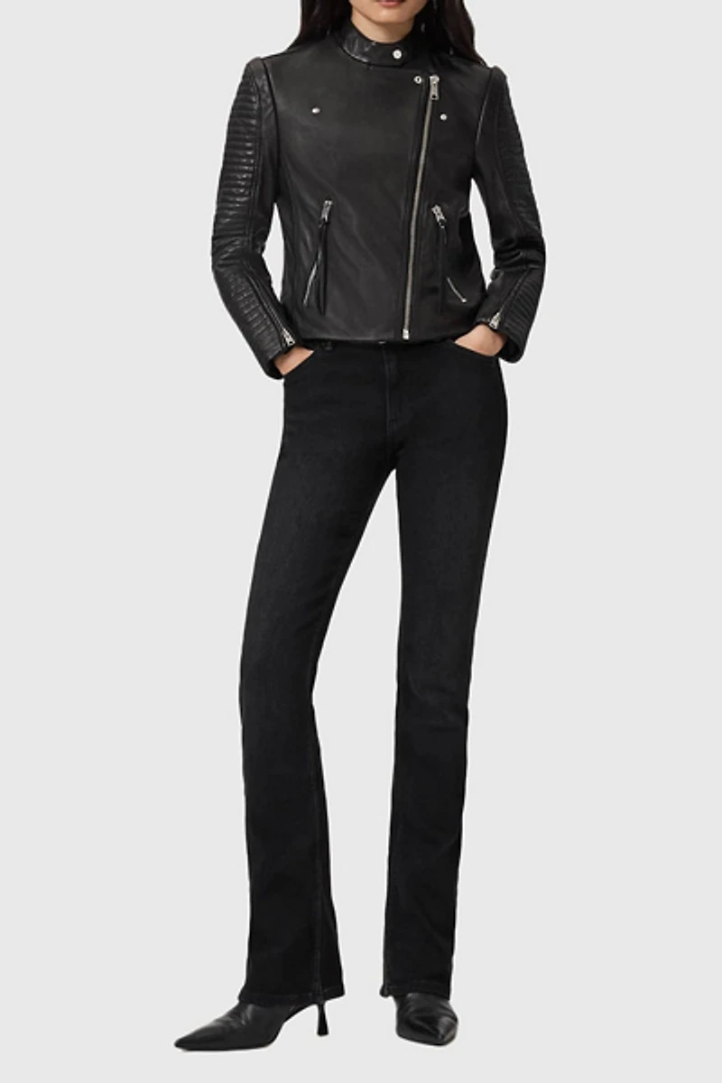 AllSaints Raul Black Leather Biker Jacket