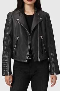 AllSaints Raul Black Leather Biker Jacket