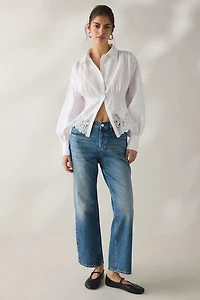 AllSaints Carol Lace Trimmed Long Sleeve Button-Down Shirt
