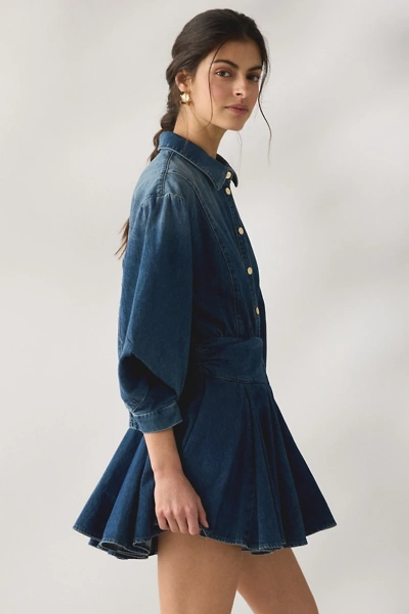 AllSaints Arlow Fit-And-Flare Denim Mini Dress