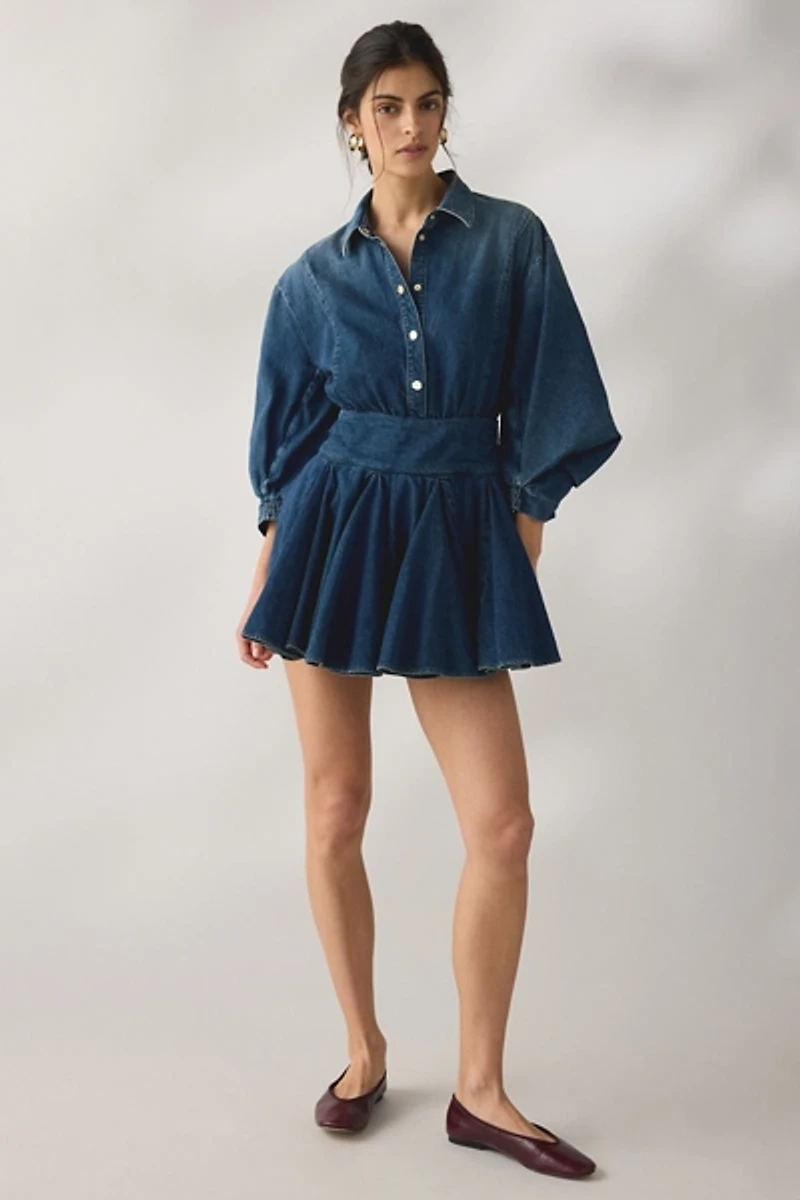 AllSaints Arlow Fit-And-Flare Denim Mini Dress