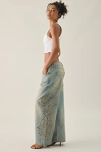 BDG Jaya Frayed Applique Baggy Boyfriend Jeans
