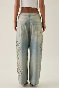 BDG Jaya Frayed Applique Baggy Boyfriend Jeans