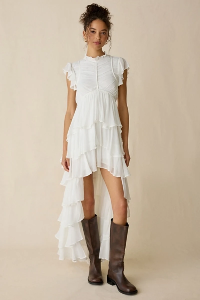 AllSaints Shaela Tiered Ruffle High-Low Maxi Dress