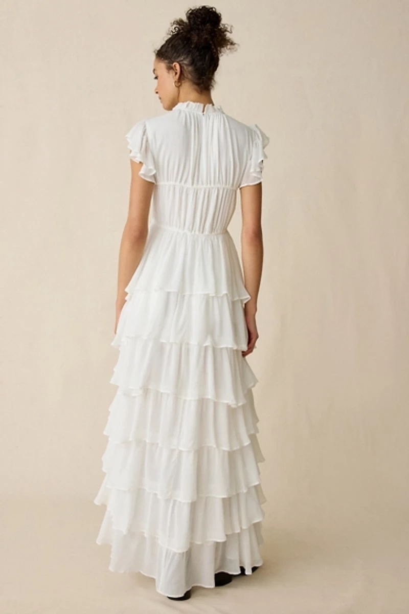 AllSaints Shaela Tiered Ruffle High-Low Maxi Dress