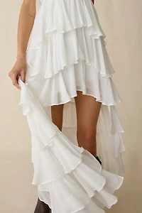 AllSaints Shaela Tiered Ruffle High-Low Maxi Dress