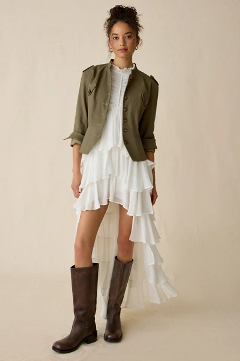 AllSaints Shaela Tiered Ruffle High-Low Maxi Dress