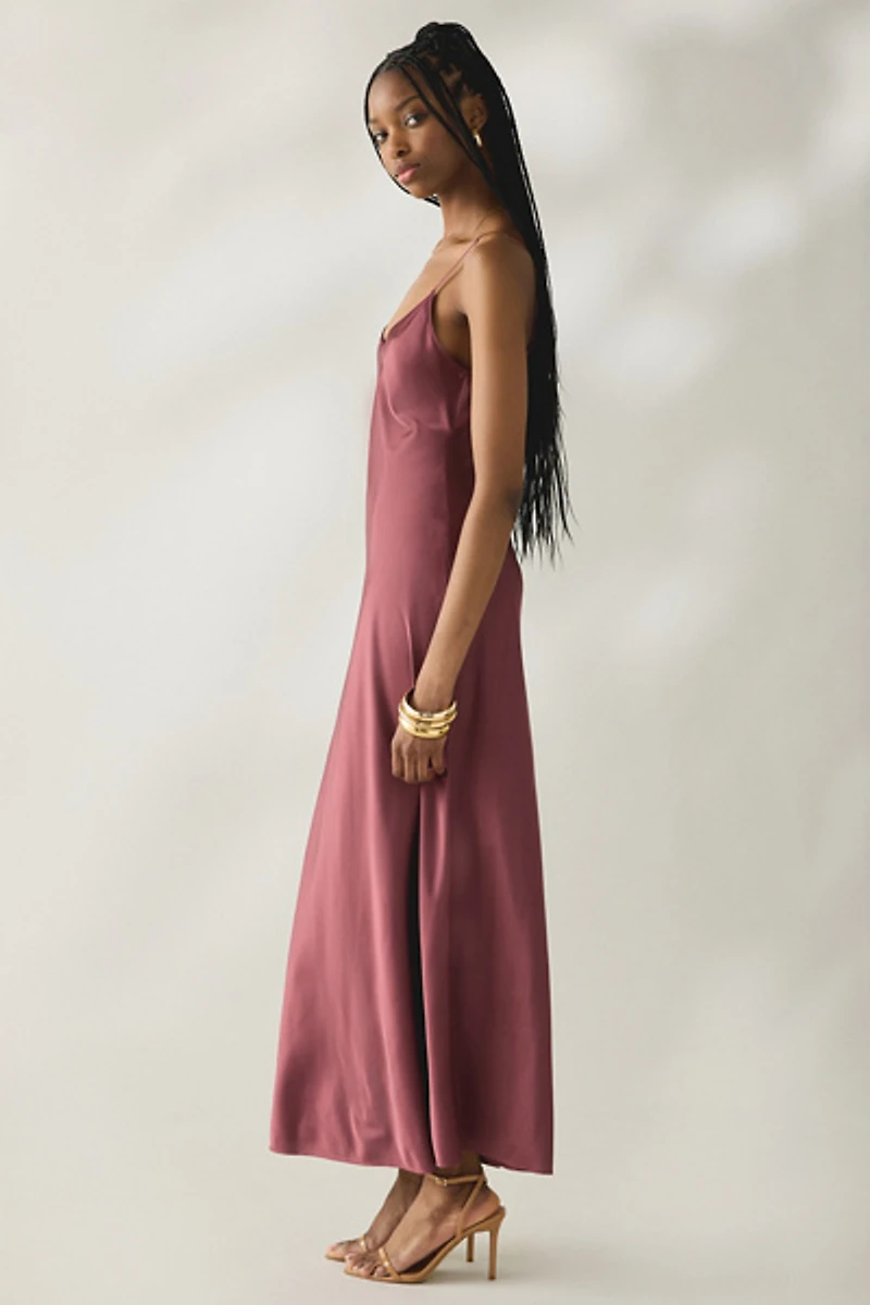 AllSaints Bryony Satin Slip Maxi Dress