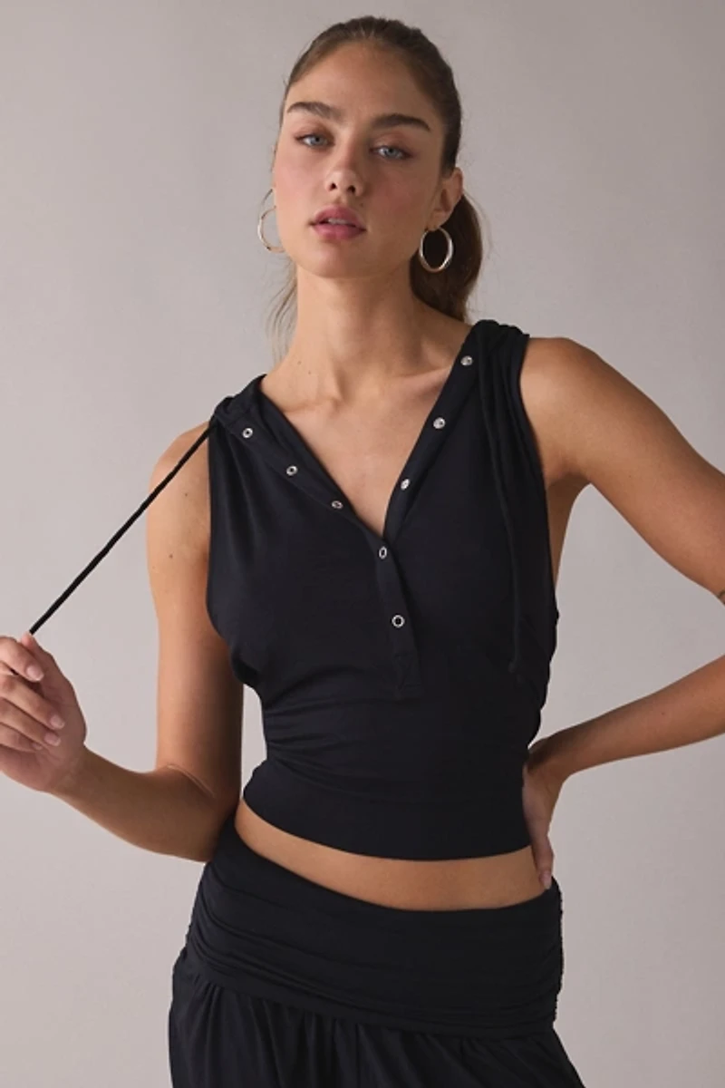 Out From Under Stormy Hooded Henley Muscle Tank Top