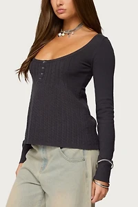 Edikted Jaylah Cable Knit Babydoll Top