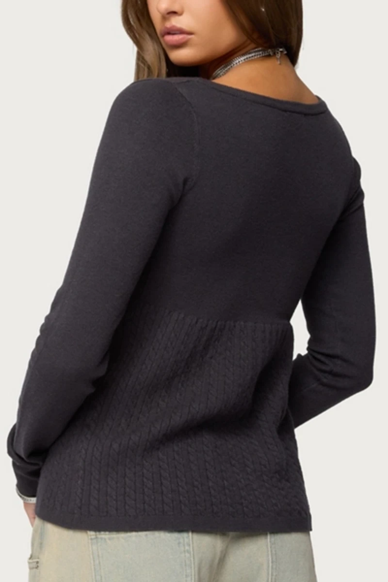 Edikted Jaylah Cable Knit Babydoll Top