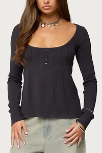 Edikted Jaylah Cable Knit Babydoll Top