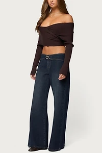 Edikted Paulina Off Shoulder Wrap Sweater