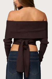 Edikted Paulina Off Shoulder Wrap Sweater