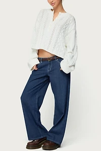 Edikted Marianna Button Cable Knit Sweater