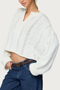 Edikted Marianna Button Cable Knit Sweater