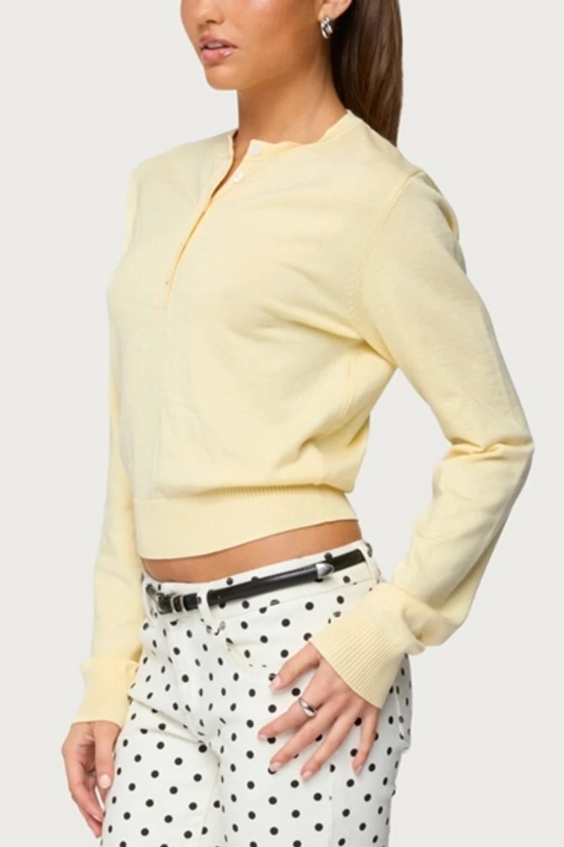 Edikted Yolana Henley Light Knit Sweater