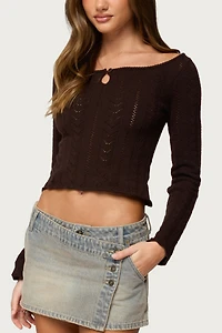 Edikted Khari Keyhole Pointelle Knit Top