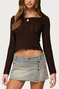 Edikted Khari Keyhole Pointelle Knit Top