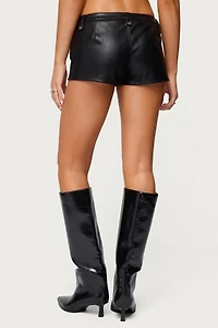 Edikted Labella Faux Leather Micro Shorts