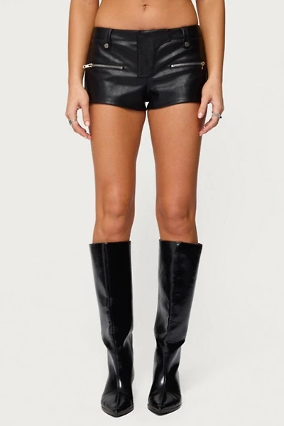 Edikted Labella Faux Leather Micro Shorts