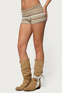 Edikted Daphnie Striped Pointelle Knit Shorts