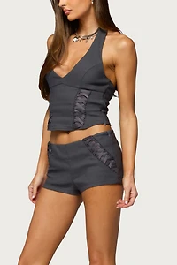 Edikted Lirah Laced Up Micro Shorts