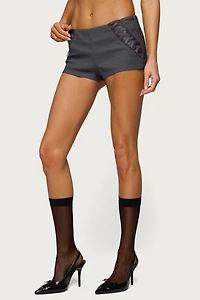 Edikted Lirah Laced Up Micro Shorts