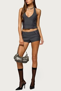 Edikted Lirah Laced Up Micro Shorts