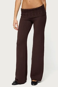 Edikted Lula Cable Knit Foldover Pants
