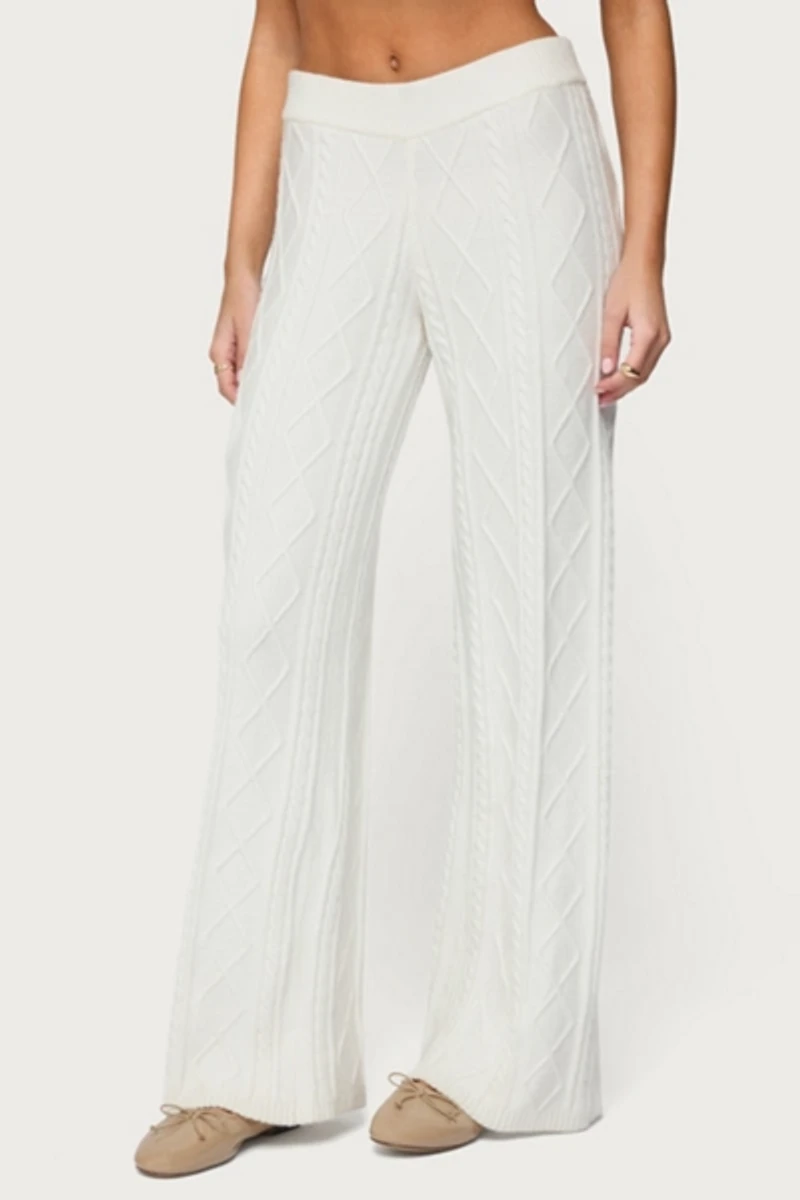 Edikted Louise Straight Leg Cable Knit Pants